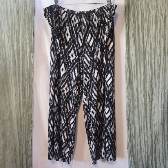 Zac & Rachel Pants - ZAC & RACHEL Black and White‎ Soft Stretch Wide Leg Elastic Waist Pants Size 3XL